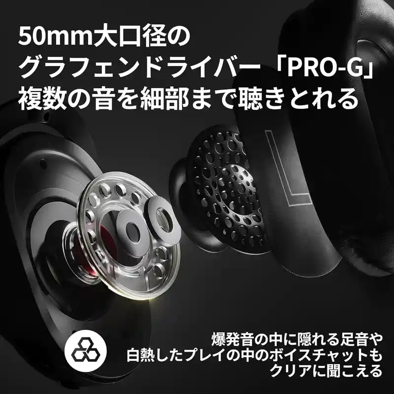 Logicool G PRO X 2 LIGHTSPEEDの50mmグラフェンドライバー「PRO-G」